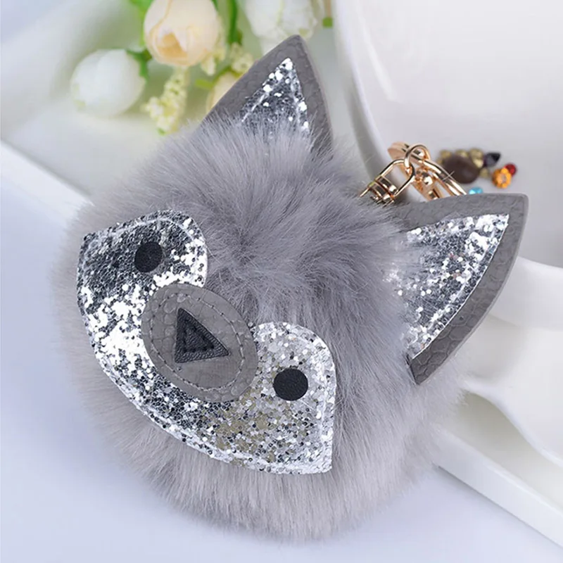 Женский брелок с меховым помпоном милый копилка брелки для ключей держатель