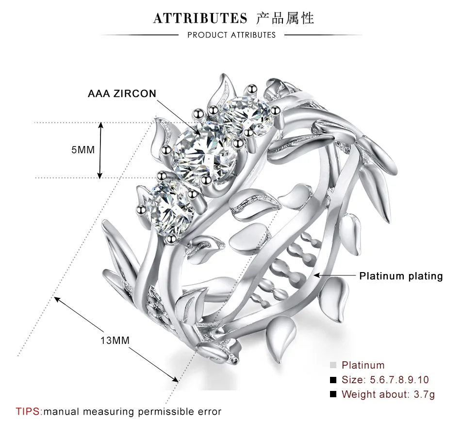 Luxury Ring AAA CZ zircon Jewelry Wedding Rings Size 6/7/8/9 Women | Украшения и аксессуары