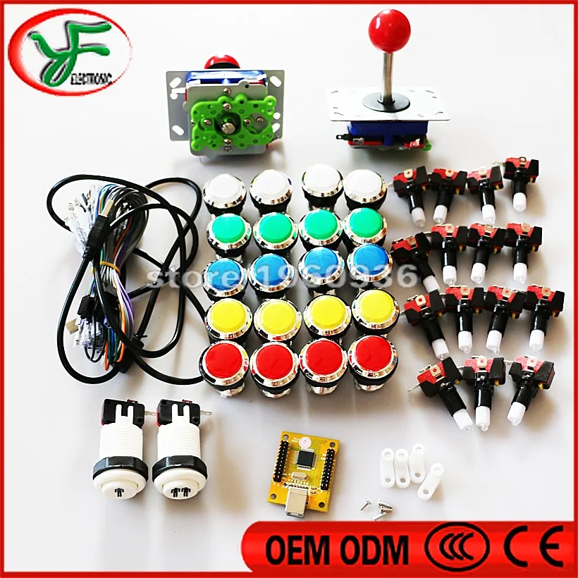 DIY Arcade game KIT parts for 2 in1 PC/PS3 arcade joystck LED push buttons interface USB controller 2 player MAME Interface