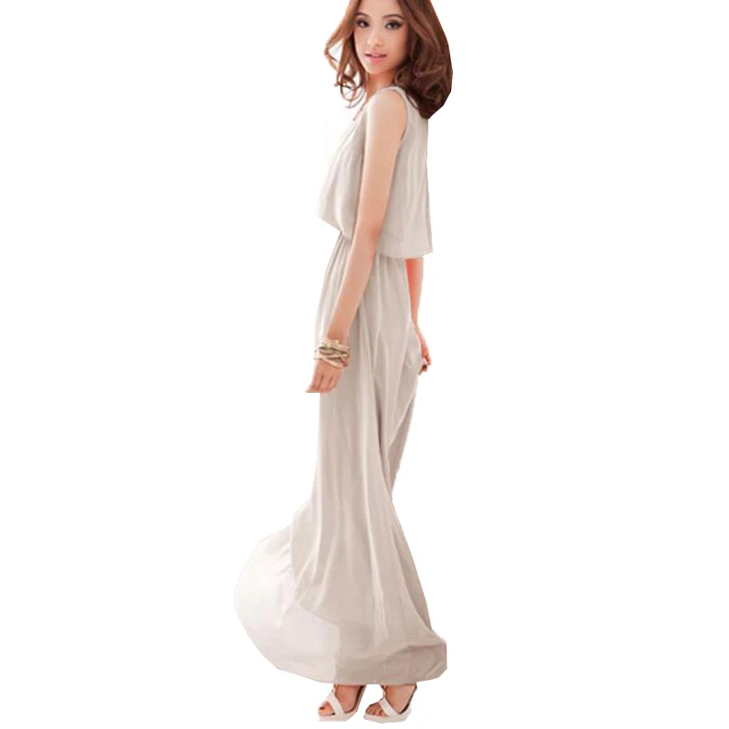 Женское шифоновое платье-макси без рукавов однотонное длинное вечернее платье в