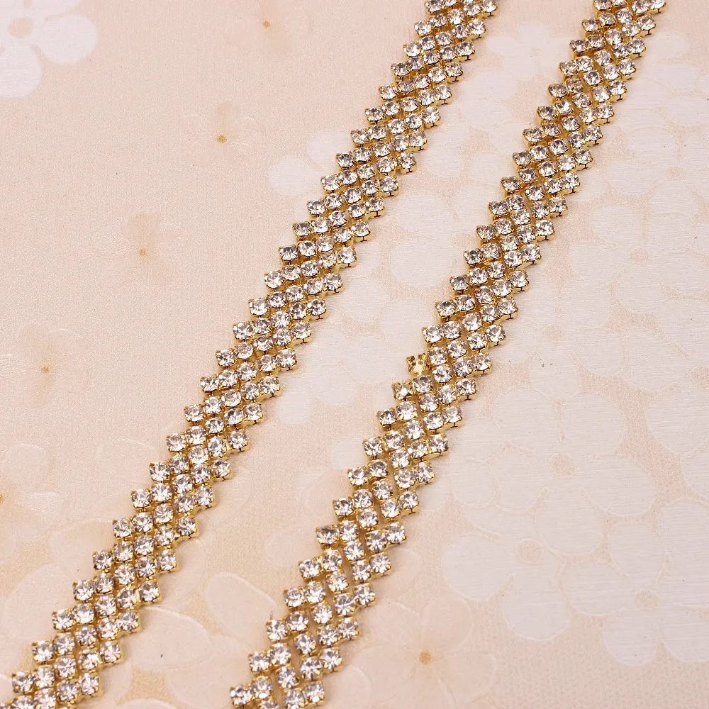 1 Ярд Золото и Ясно Хрустальный Кубок Цепи Горный Хрусталь Обрезки для Свадьбы