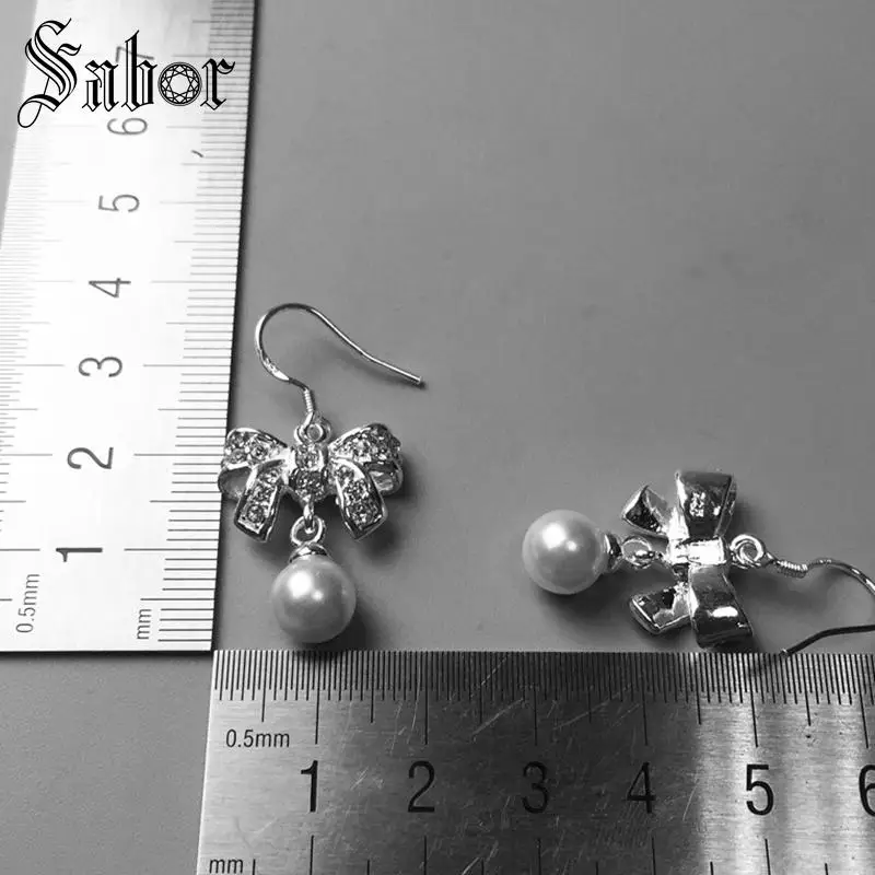 Серьги с бантом для вечеринки подарок женщин высококачественные серебряного