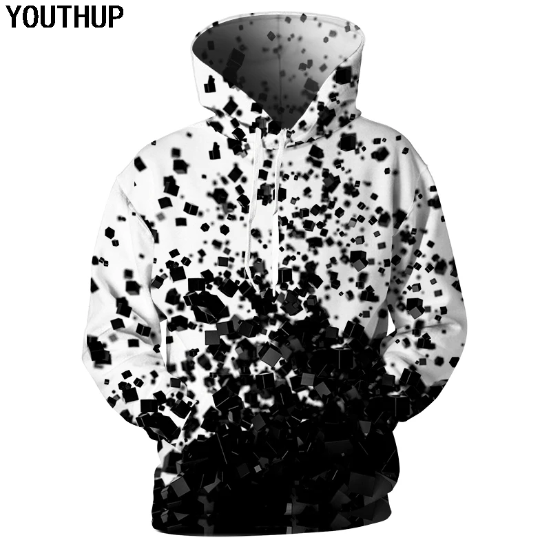 Мужские толстовки YOUTHUP 2020 с объемным изображением кубиков мужские капюшоном 3d