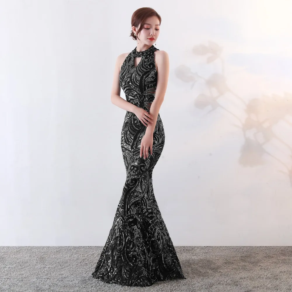 Vestidos Verano Лето г. блесток платье для женщин Элегантный пикантный облегающий для свадьбы Вечернее Макси Черное золото роковой