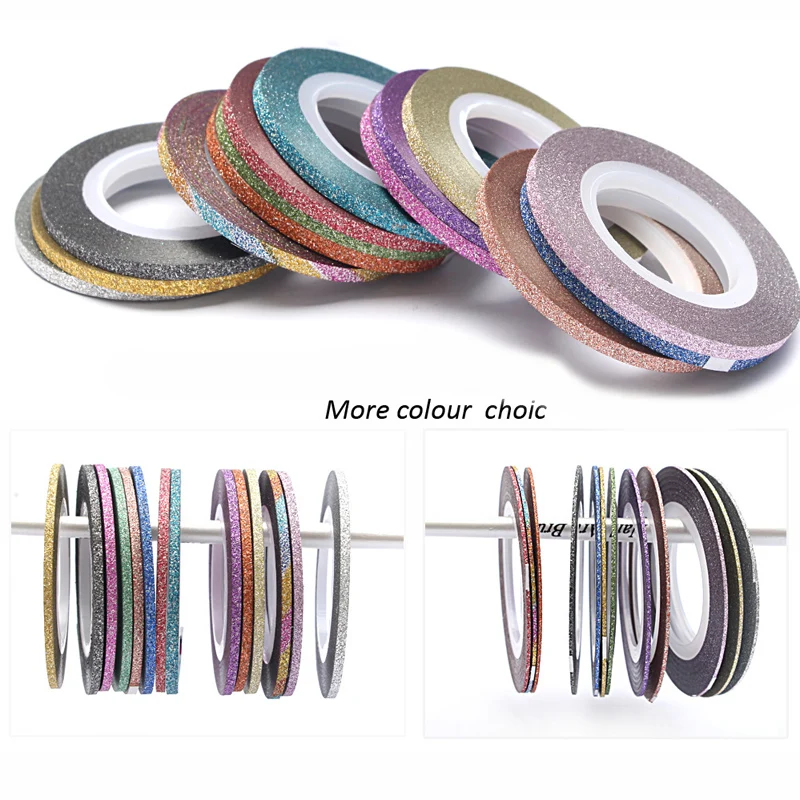 New 10 Roll/lot Nail Art Glitter Striping Tape Line Laser Shinning Mix Color 1/2/3mm Transfer Foils Sticker Tools Beauty | Красота и