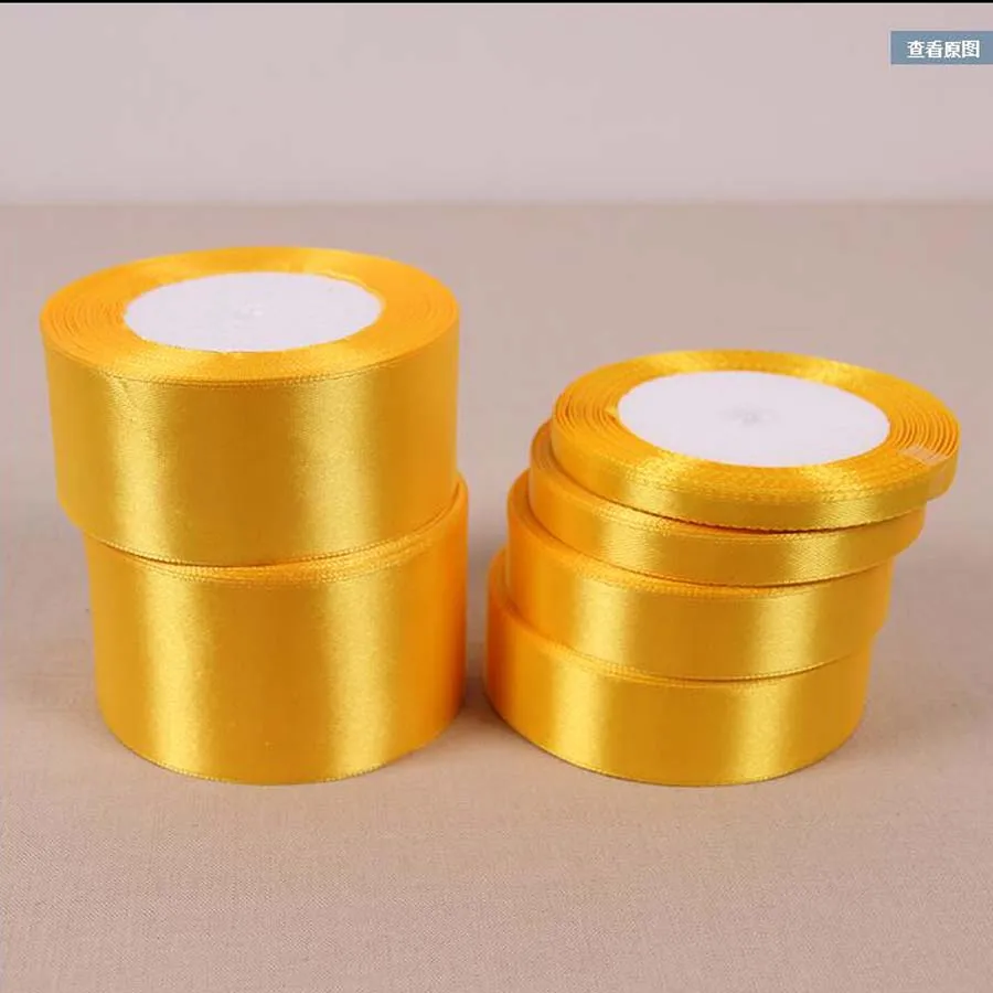 

25yards15mm-75мм золотые шелковые атласные ленты для рукоделия, украшения свадебной вечеринки, Новогодняя одежда, швейная ткань, подарок DIY