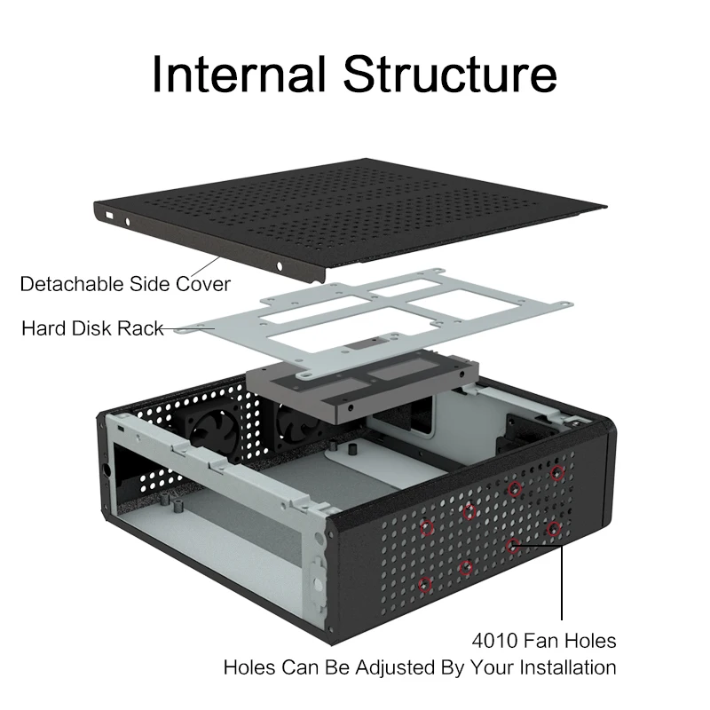 Настольный htpc чехол REALAN mini itx для компьютера без блока питания SGCC 0 8 мм черный