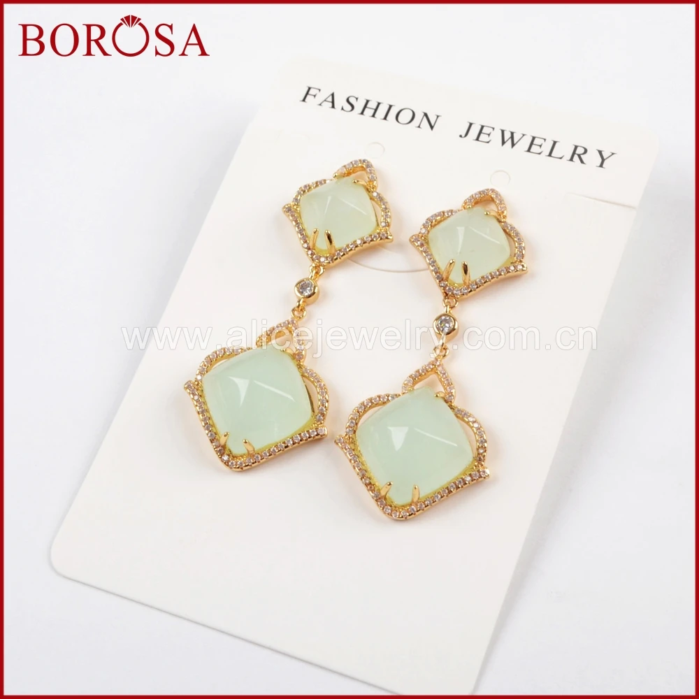 BOROSA/оптовая продажа 5 пар золотистого цвета CZ микро стразы граненый камень