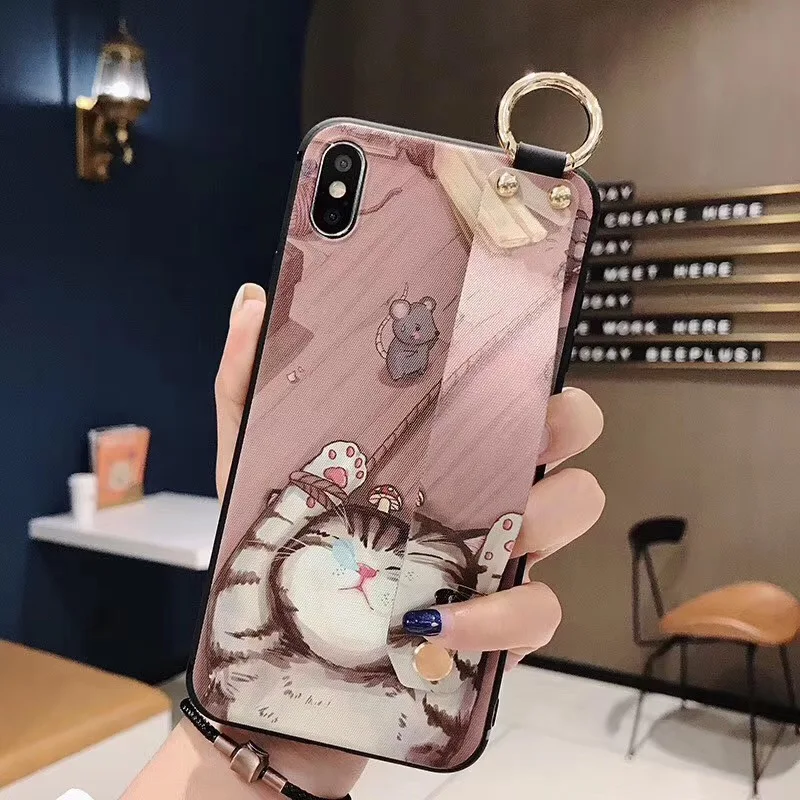 Мягкий чехол из ТПУ с ремешком на запястье для телефона Samsung Galaxy S10 Lite S10e S8 S9 Plus Note 8