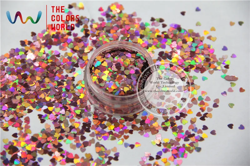 TCA911 лазерный светло розовый цвет в форме сердца 3 мм размер блестящий Блестящий