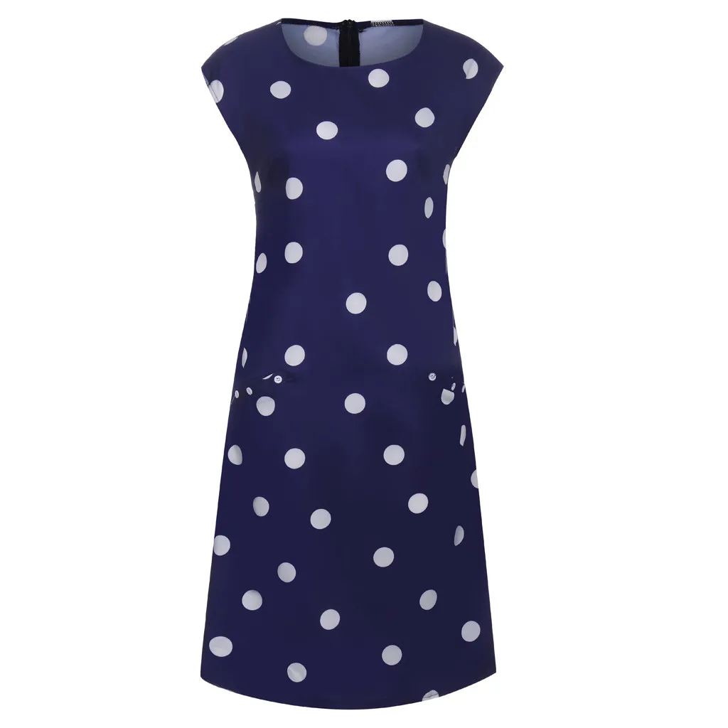 JAYCOSIN элегантное женское платье с карманом в горошек Платье До Колена летнее