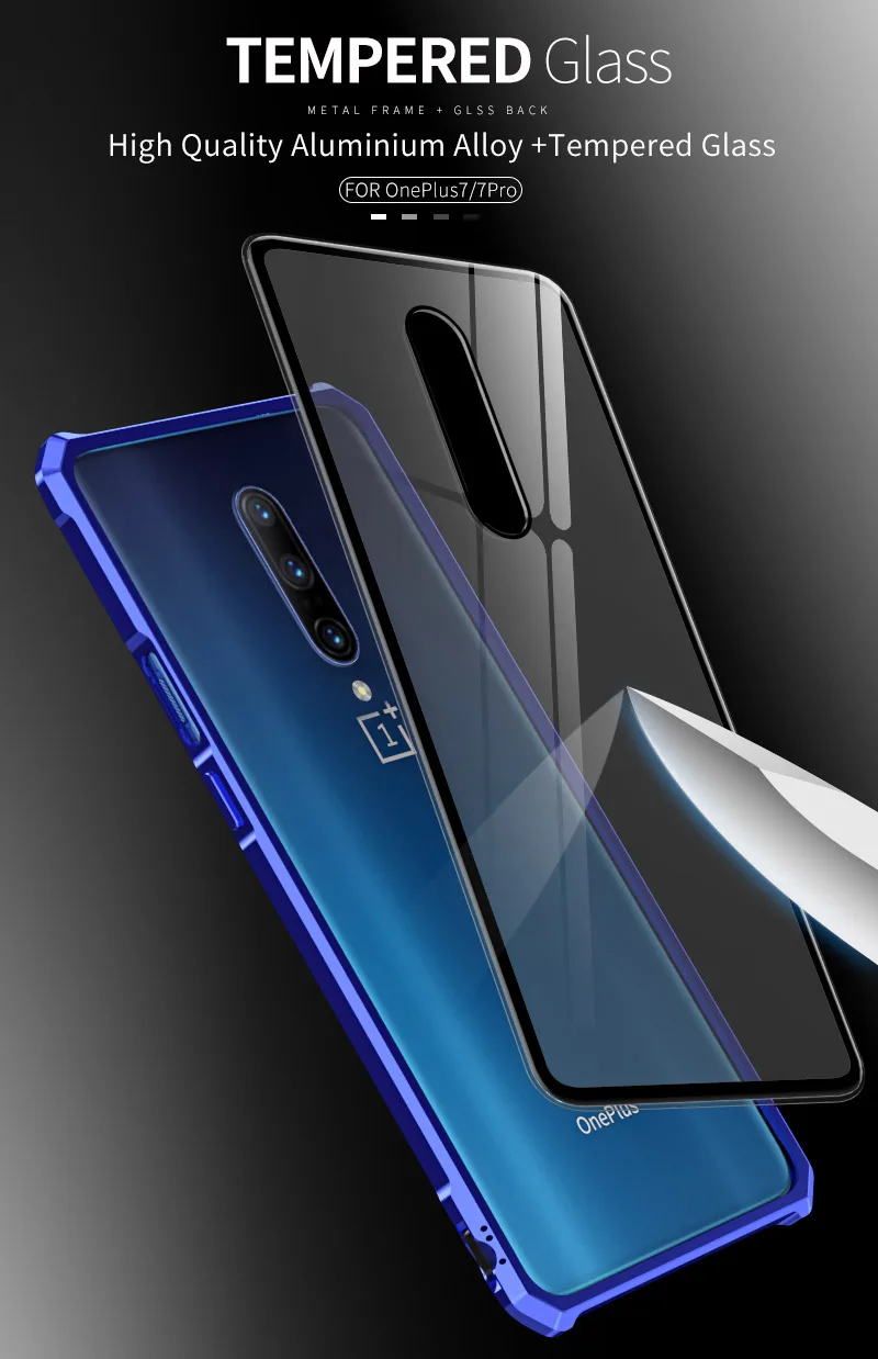 Противоударный металлический бампер рамка Прозрачный чехол для телефона Oneplus 7 pro 6T 7 металлический Броня алюминиевый корпус прозрачное стеклянное покрытие Coque