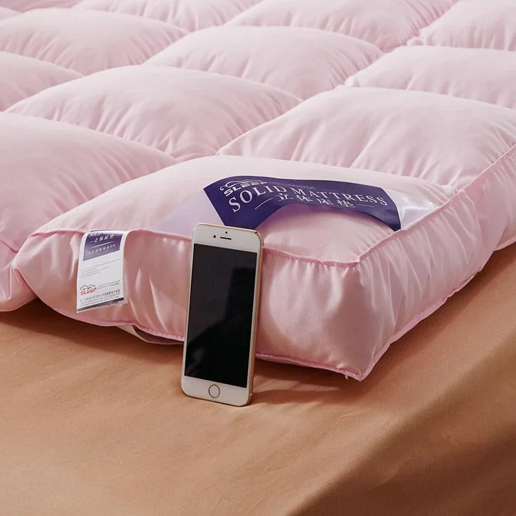 Новый двухслойный пуховой тканевый матрас для кровати белый толстый складной