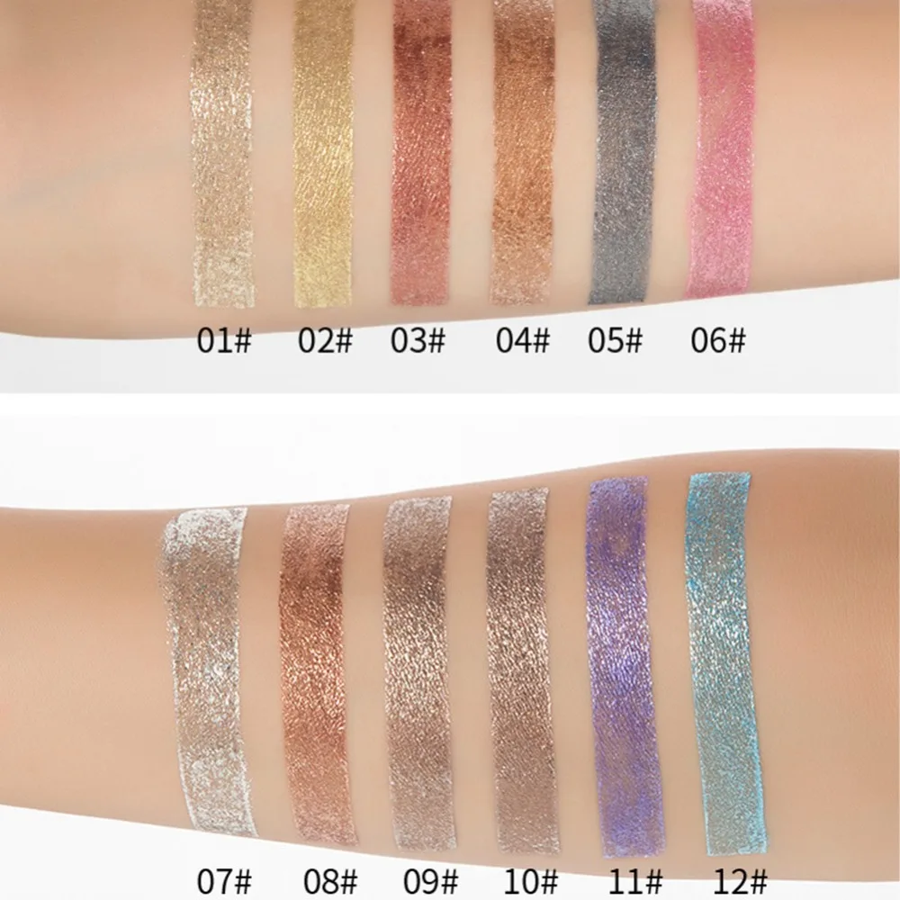 12 цветов блестящие бриллиантовые Цветные Жидкие тени для век мерцающие