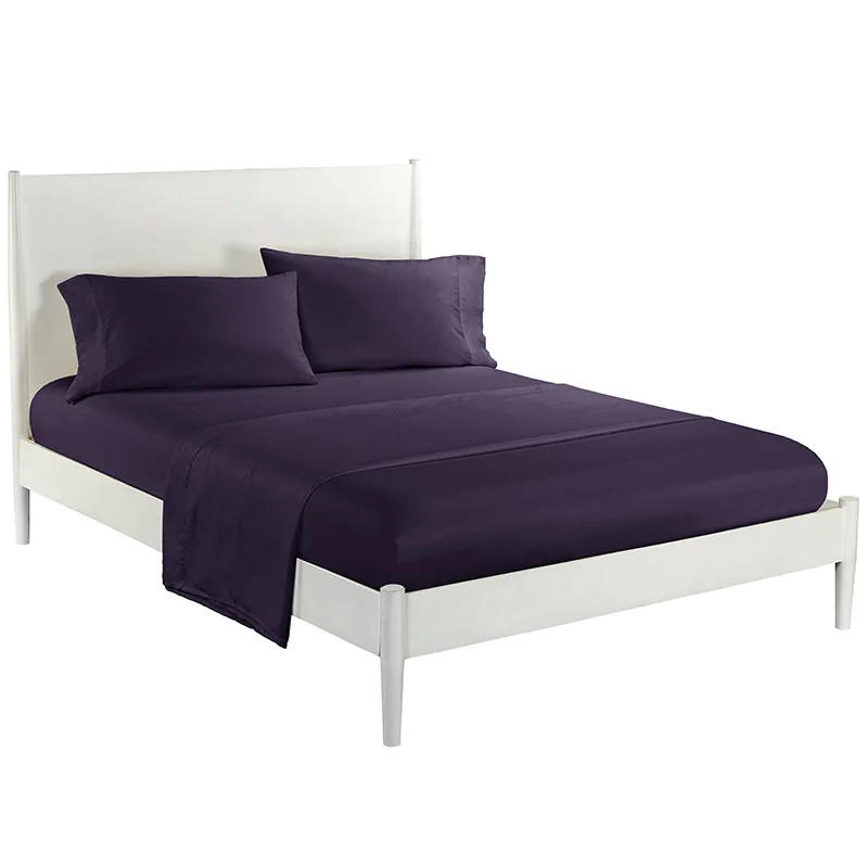 Purple Однотонный Комплект постельного белья, короткое Постельное белье queen/King size, серый мягкий удобный белый комплект постельного белья, простыня+ наволочка - Цвет: Purple