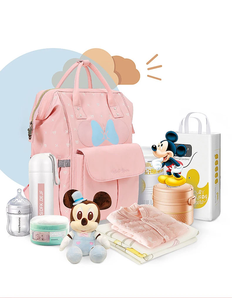 Disney, сумка для мамы, женская, многофункциональная, подгузник, детская, USB, бутылка, изоляция, сумка для беременных, большая емкость, рюкзак для подгузников, красный
