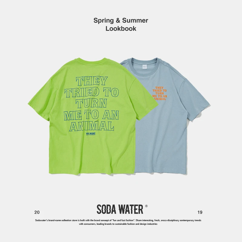 Мужская футболка с принтом SODA WATER уличная оверсайз в стиле хип-хоп 9157S 2019 | одежда
