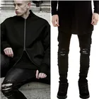 Мужские джинсы, черные, облегающие, стрейчевые, облегающие, в стиле хип-хоп