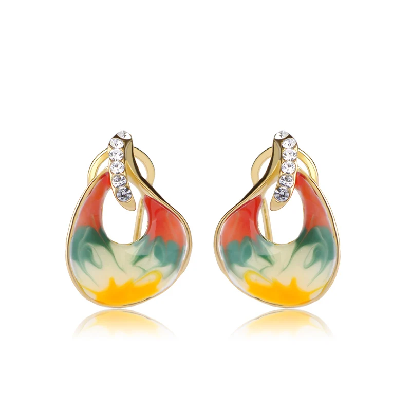 Женские серьги с эмалью 7 цветов ювелирное изделие золотого цвета Кристальные