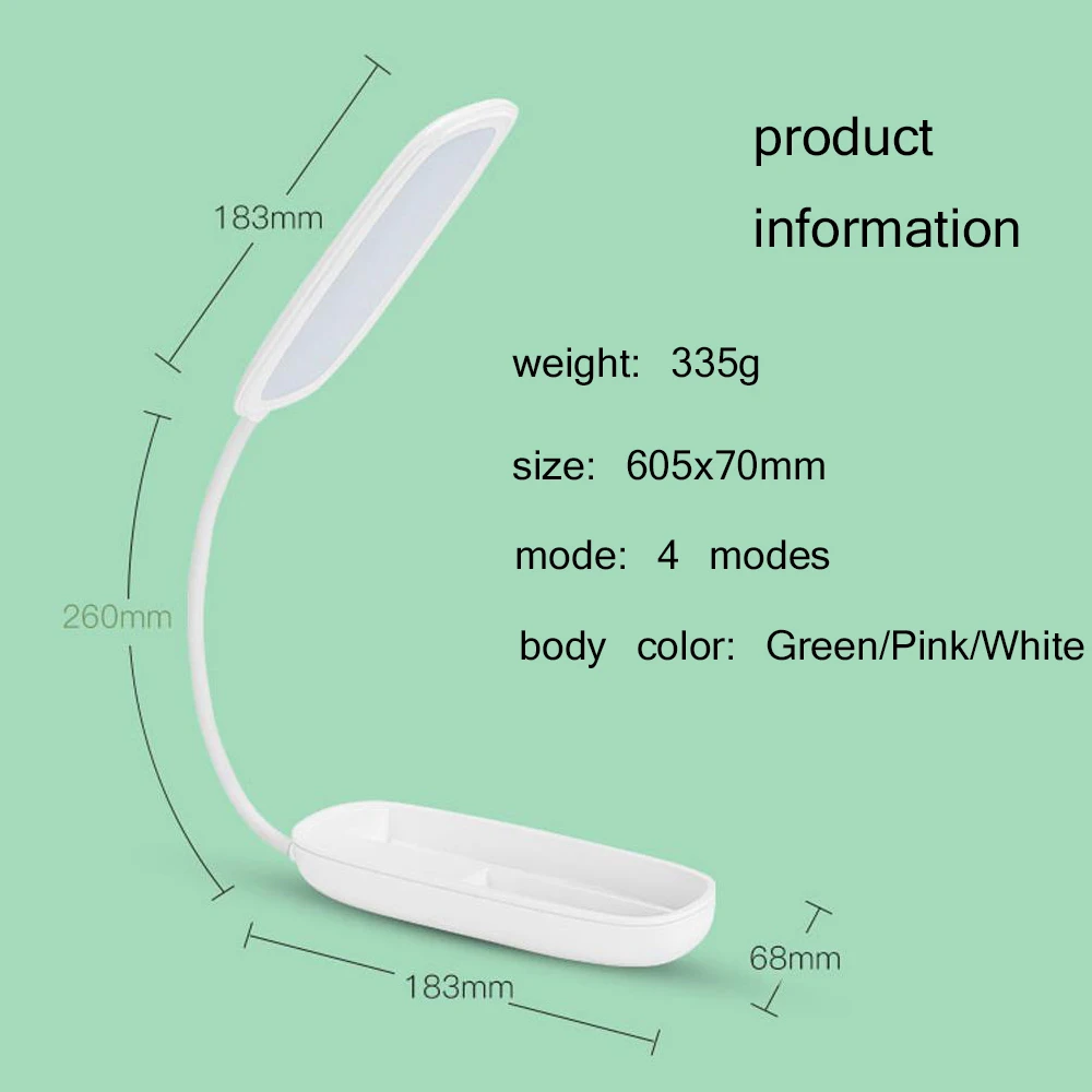 USB перезаряжаемая настольная лампа складная Светодиодная 4 режима освещения