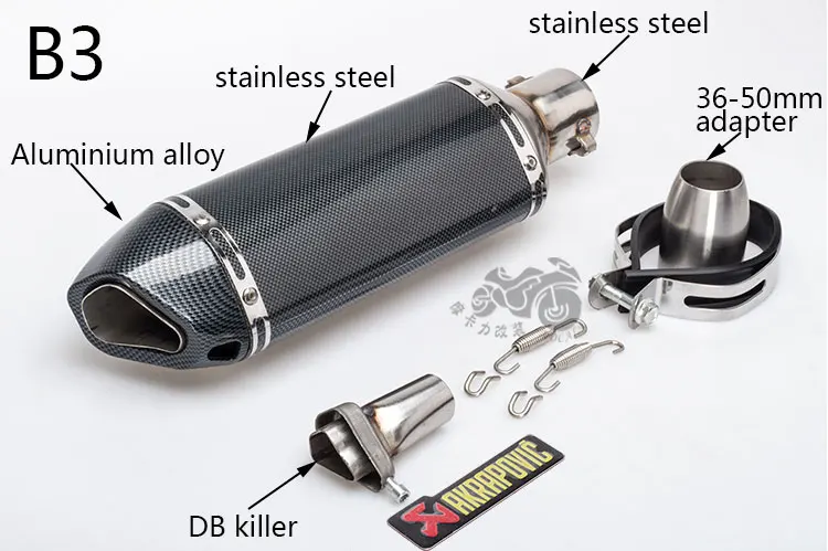 51 мм мотоцикл Akrapovic Модифицированная выхлопная труба косой маленький шестиугольный алюминиевый сплав нержавеющая сталь имитация углеродного волокна