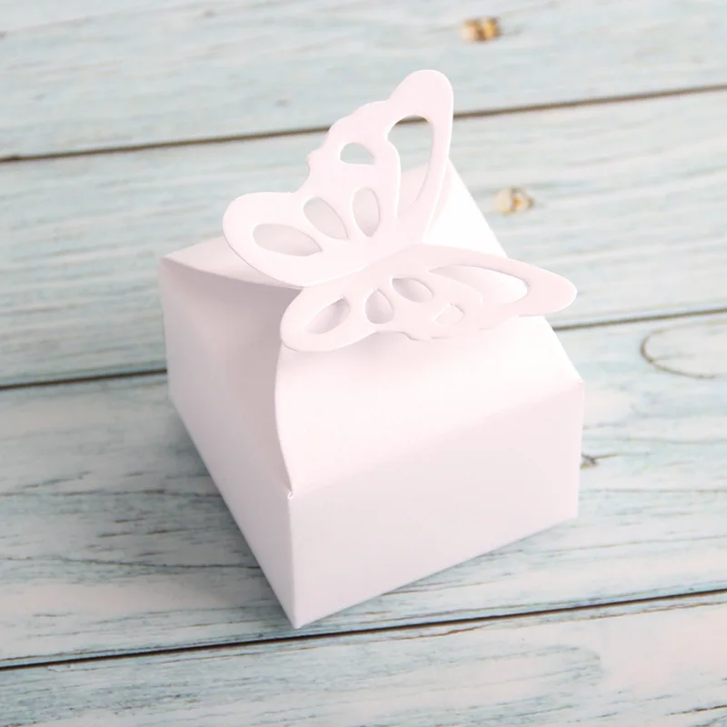 

100pcs/lot 5*5*5cm Butterfly Shape Candy Wrapping Box Cookie Bags Gift Bags Birthday Party Candy Chololate Box