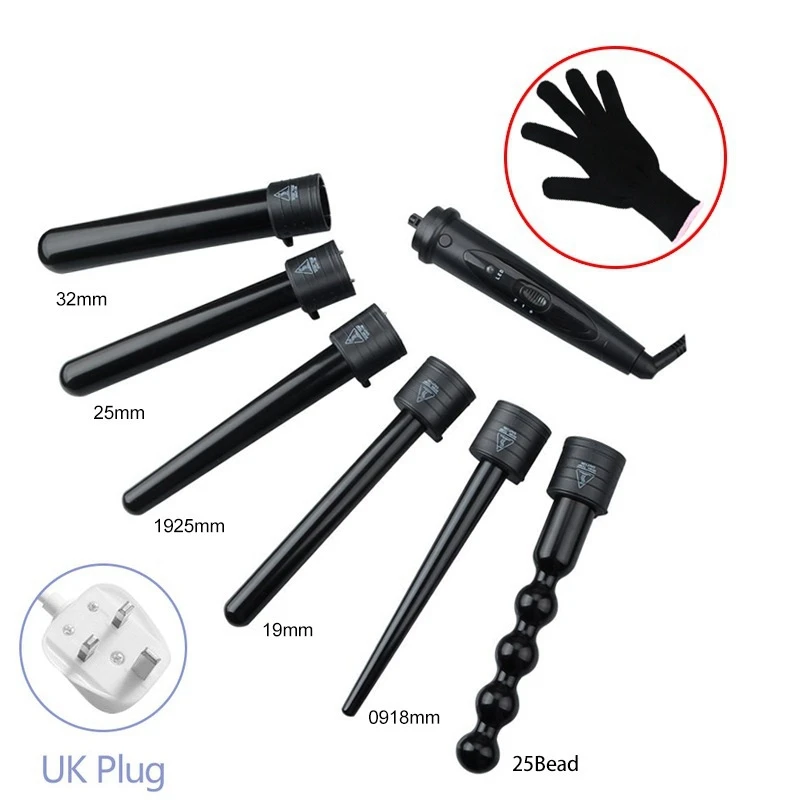 UK plug 1 шт. волосы бигуди головы макияж Maquiagem завитки для волос Черный Розовый Светодиодный нагревательные элементы - Цвет: UK plug