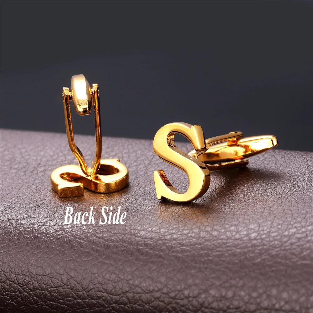 U7 Алфавит Буква S Запонки Для Мужчин Ювелирные Изделия Позолоченные Кнопки На