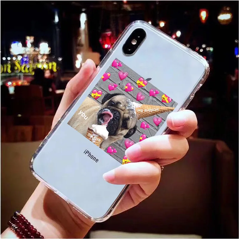 T6559 Супер милый кот собака мультфильм розовый в форме сердца ты и я серия HD Прозрачный чехол для телефона для iphone 11 Pro XS Max X XR 8 7 6 6S Plus 5S SE - Цвет: T6559