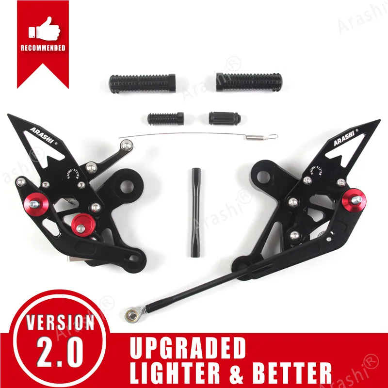 Arashi FZ09- ЧПУ Регулируемая подставка для ног Rearset для YAMAHA FZ 09 MT09 MT 09 задний Набор подножек - Цвет: Black