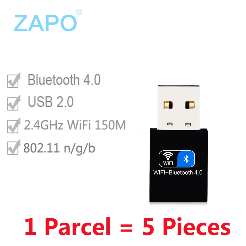 ZAPO 5 шт. Bluetooth 4 0 USB адаптер Добавить 2 4G WIFI 150 Мбит/с беспроводной 802.11n приемник