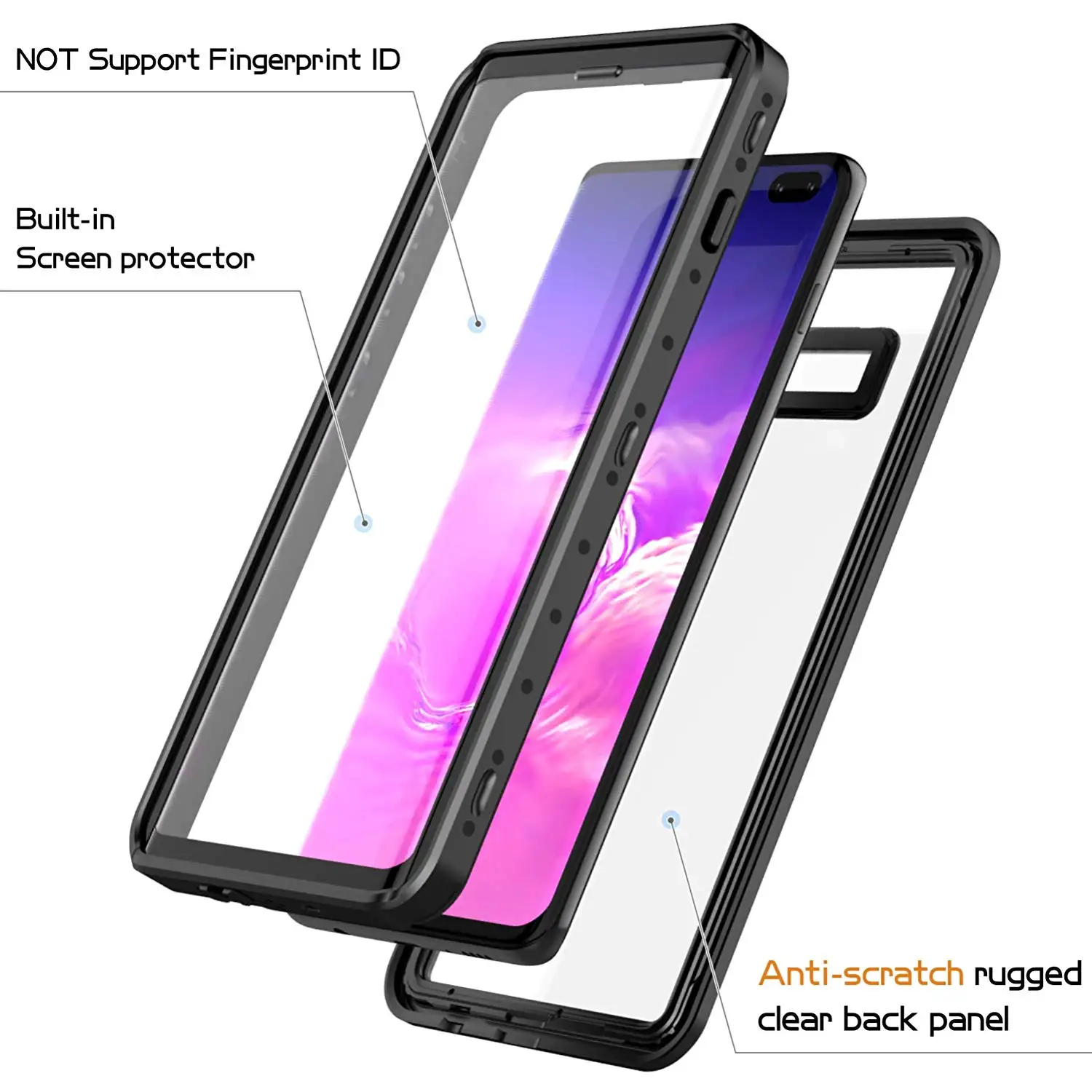 Для Galaxy S10 Plus водонепроницаемый чехол встроенный экран защита всего тела с