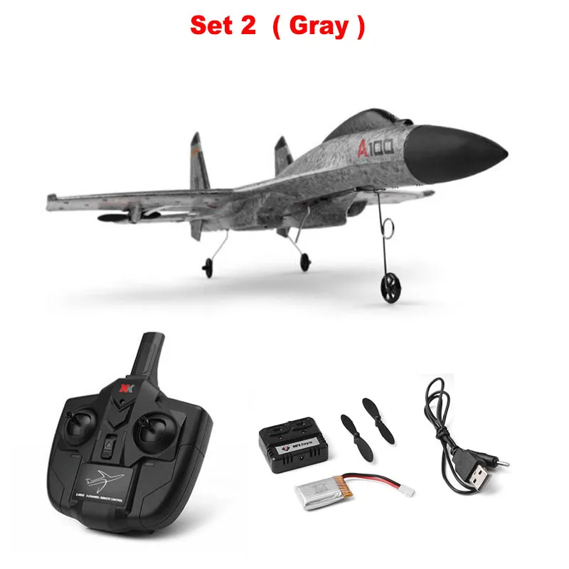 set2 Wltoys XK A100-SU27 радиоуправляемый самолет 2,4 г 340 мм 3CH самолет с фиксированным крылом наружные радиоуправляемые игрушки летающий самолет с дистанционным управлением детский подарок - Цвет: set2