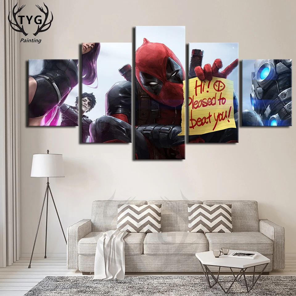 Модульное украшение для дома 5 шт. Marvel Deadpool художественный плакат Картина на