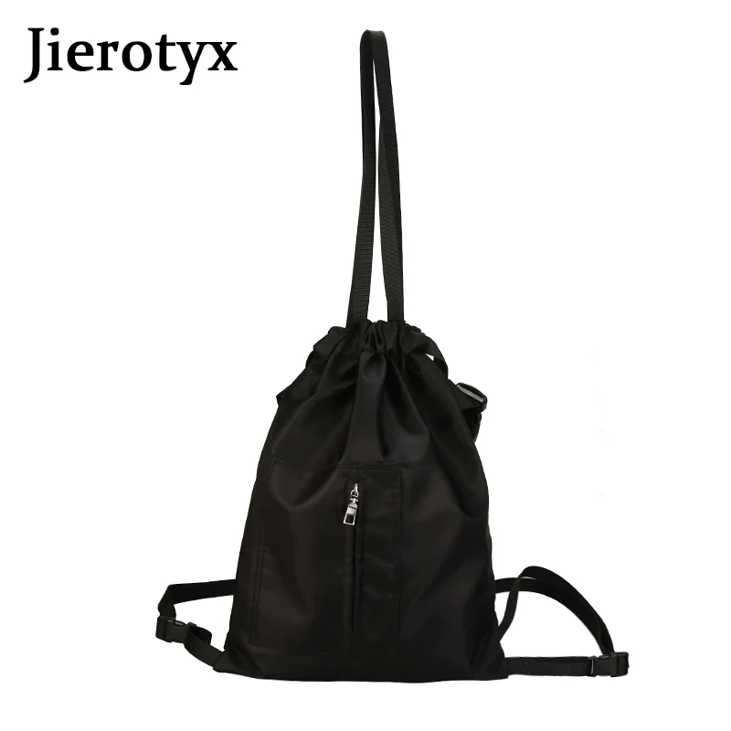 

JIEROTYX Large Travel Backpack Women Sack Bag Multifunction Drawstring Shopping Men Hip Hop School Tote Punk Bags Good Quality