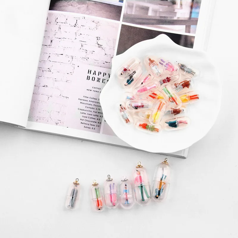 

Transparent Capsule Shell Plastic Pill Container Medicine Pill Cases Bottle Splitters Capsule Figurines DIY Accessories