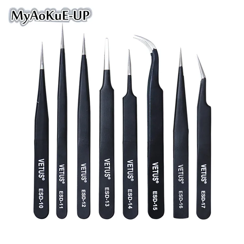2 шт. оригинальные антистатические пинцеты из нержавеющей стали vetus ESD 10 11 12 13 14 15 16