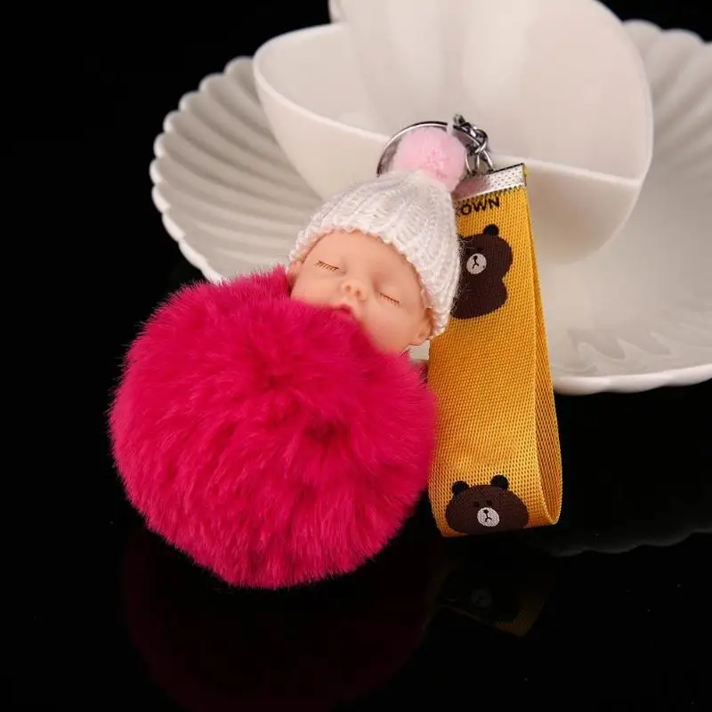 Прямая поставка брелок для ключей в виде спящего ребенка куклы мяча автомобиля