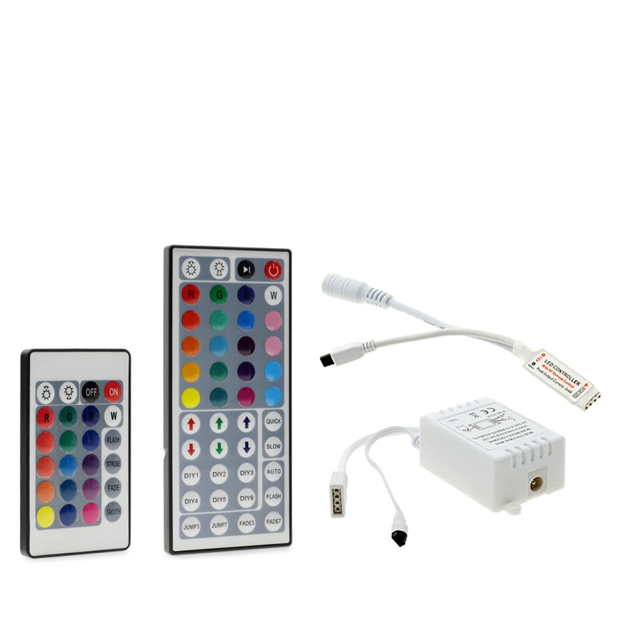 Светодиодная лента управления Лер reomper Rgb диммер 12 В 24 клавиши коробка 44 клавиши Мини ИК светодиодный пульт дистанционного управления er для светодиодной ленты лампы освещение управления коробка