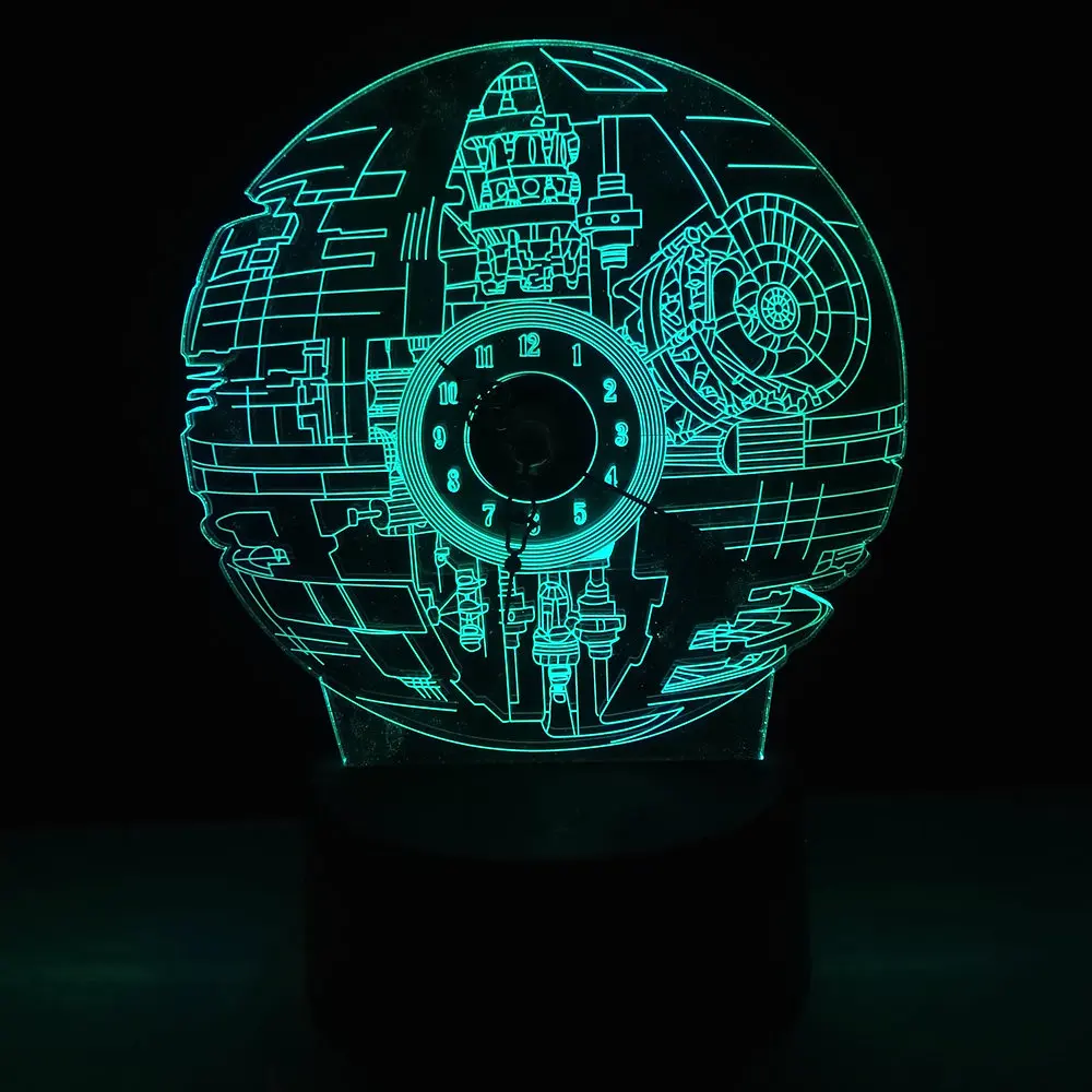 2018 НОВЫЙ Звездные войны Звезда смерти 3D светодиодный светильник ночник с часами