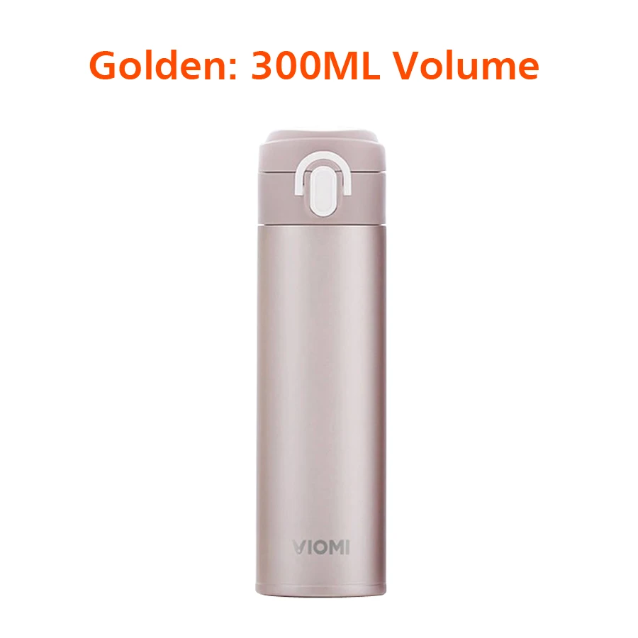 Оригинальная Термокружка Xiaomi VIOMI, 24 часа, термос, нержавеющая сталь, Вакуумная чашка, бутылка для воды, чашка, 300 мл, 460 мл, одна рука, Вкл/закрывает - Цвет: 300ML Gold-