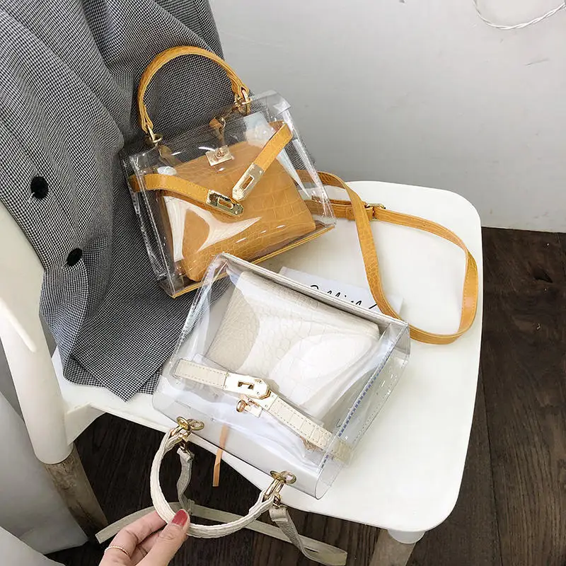 Женская сумка-мессенджер с крокодиловым лицевым покрытием прозрачная сумка из