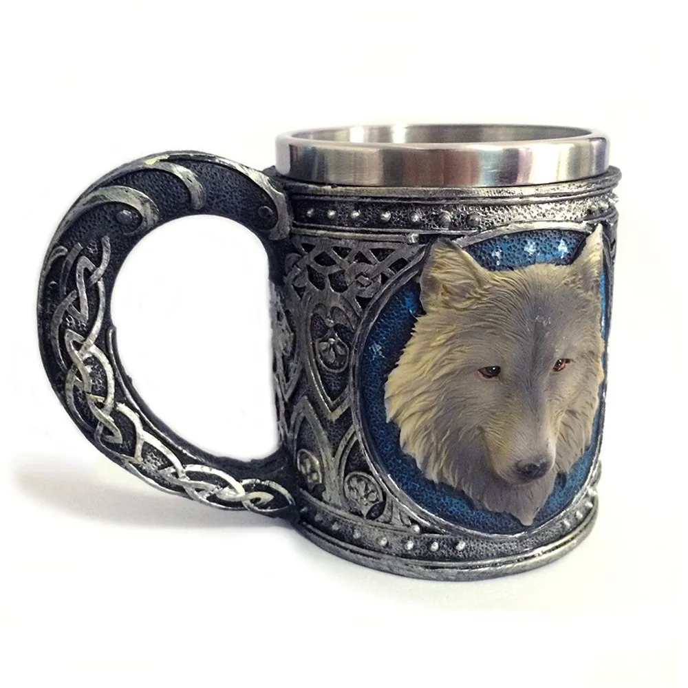 3D Волк МОК мультфильм Dier Lone Wolf Koning Drinkbeker Ретро Hars Rvs Voering Thee Bier Koffie Mok подарок sep40 |