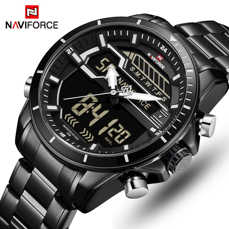 NAVIFORCE мужские часы Топ люксовый бренд мужские спортивные часы мужские кварцевые светодиодный цифровые часы мужские водонепроницаемые армейские военные наручные часы