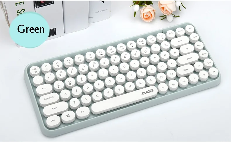 Ajazz 308i мульти-устройство СТИМ панк ретро круглый колпачок Универсальная Bluetooth беспроводная клавиатура для телефона, планшета, ноутбука