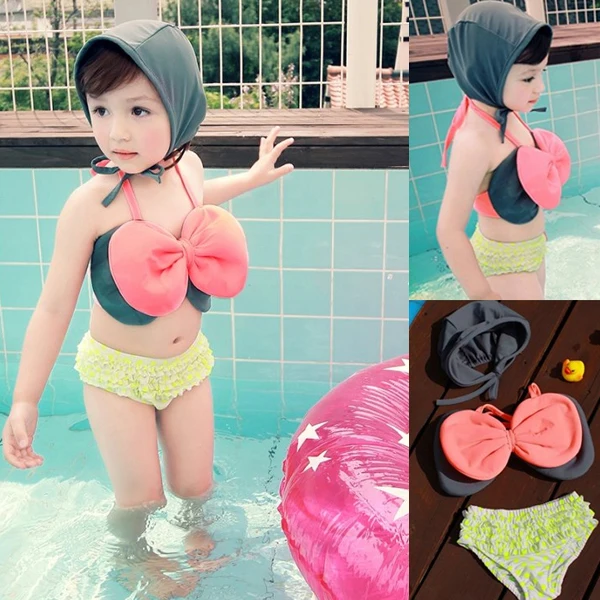 2014 hot sale child swimwear bow bikini piece set bathing suit Swimsuit for baby 2-6years old |