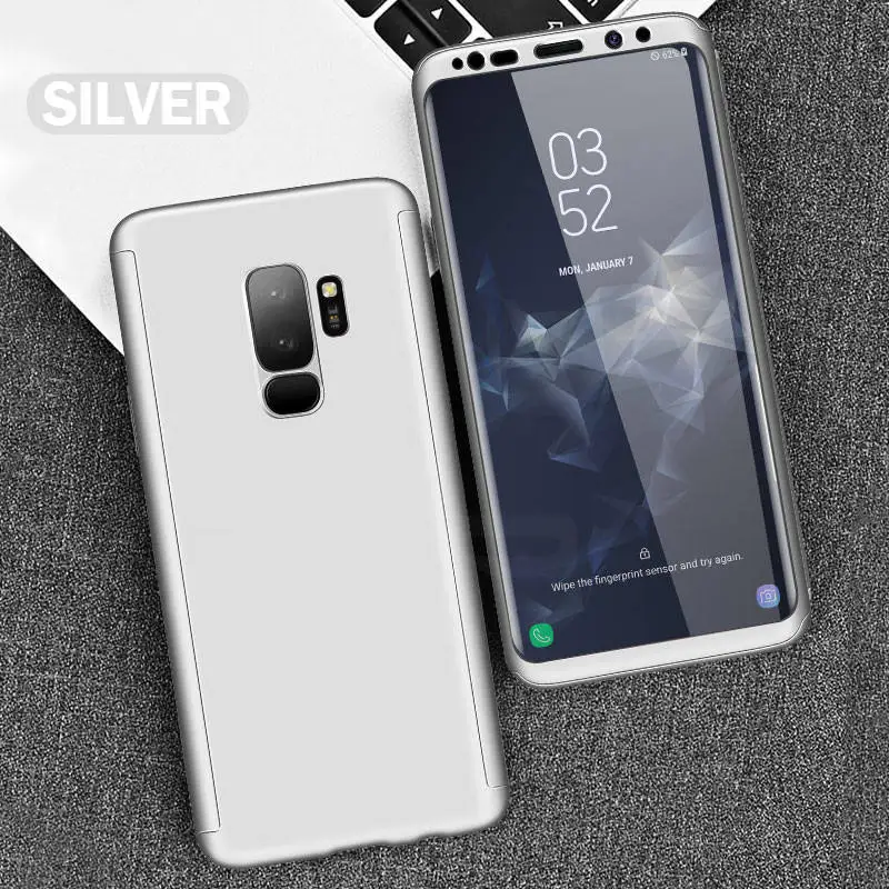 Серебристый ZNP 360 полный защитный чехол для телефона для samsung Galaxy S10 S9 S8 Plus S7 Edge чехол для Galaxy Note 9 8 S10E S9 со стеклом - Цвет: Серебристый