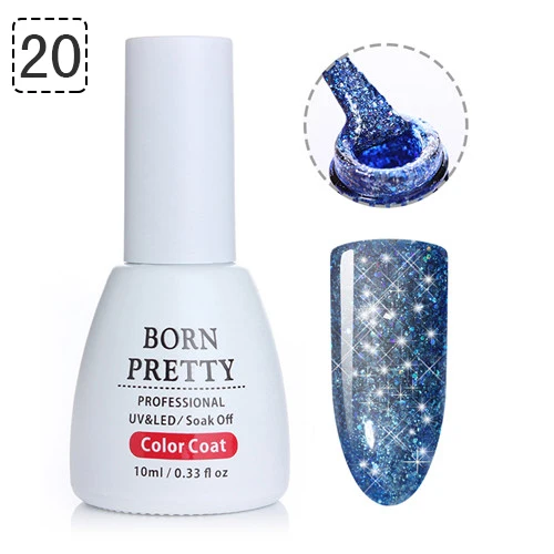 BORN PRETTY 10 мл Платиновый Звездный гель Bling красочный замочить от маникюра УФ-гель для дизайна ногтей лак - Цвет: 20