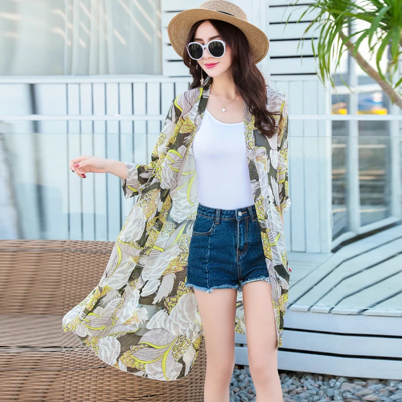 Женский Тренч длинный тонкий с принтом из шифона большого размера 2019 | Женская