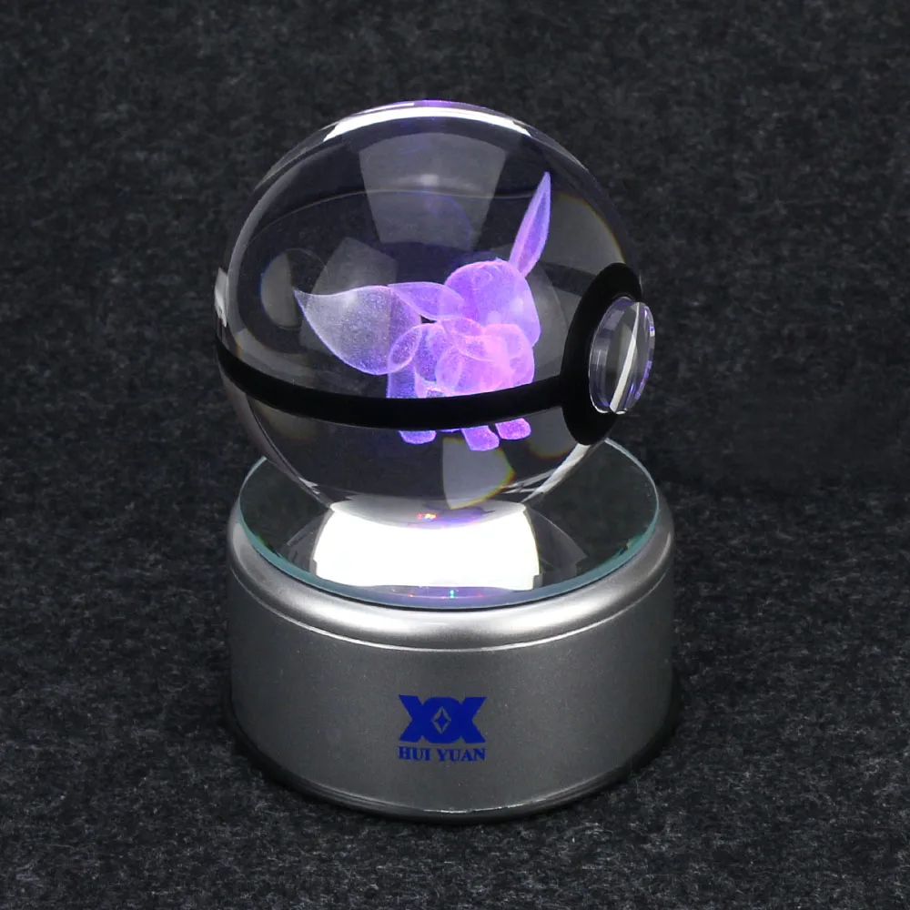Eevee 3D лампа с хрустальным шаром Покемон го настольная украшение стеклянный шар ночник светодиодный красочный поворот база Хуэй Юань бренд